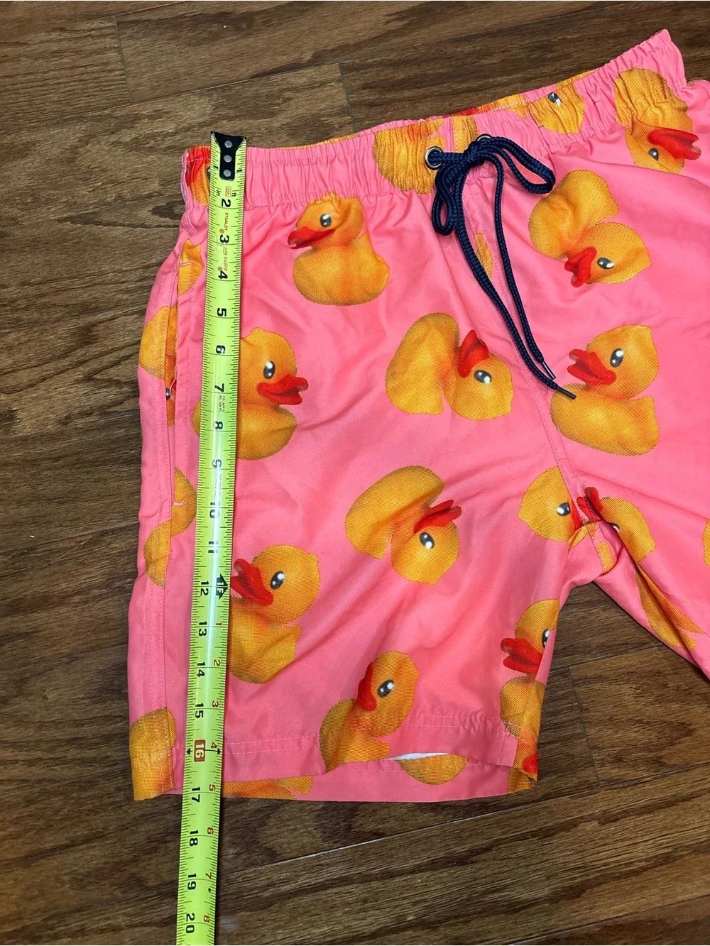 Men's Bright Pink Rubber Duck Swim Trunks